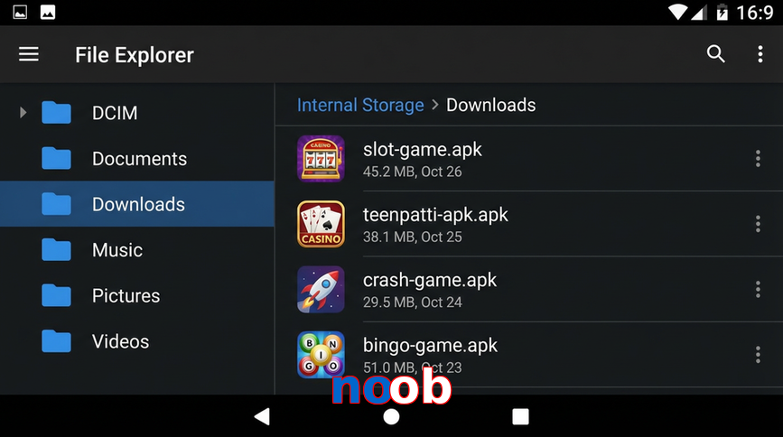 Main screen of Noob gameapk page for PK players